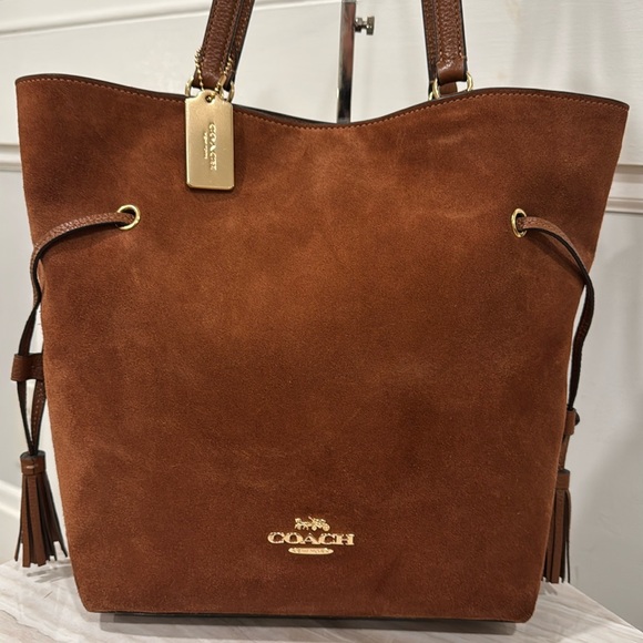 Coach Andy Suede Tassel Tote Bag RARE - Picture 3 of 16